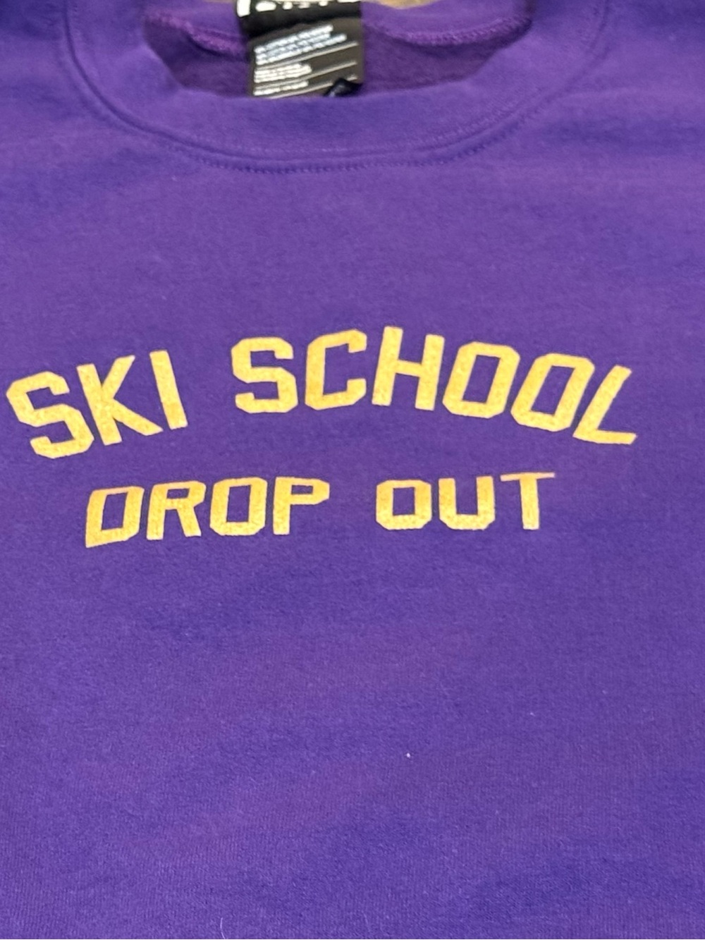 LINE Skis "Ski School Drop Out" Crewneck Sweatshirt Purple Yellow Mens XL Rare